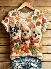 Damen-Tier kunst bedruckte Vintage-Mode-T-Shirt mit kurzen Ärmeln
