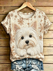 Damen-T-Shirt mit Tiermotiv-Druck, in Vintage-Optik, modisch und weit geschnitten, mit kurzen Ärmeln