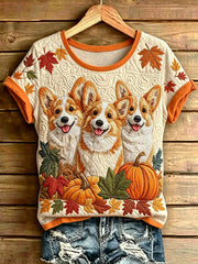 Damen-T-Shirt mit Tiermotiv-Druck, in Vintage-Optik, modisch und weit geschnitten, mit kurzen Ärmeln