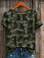 Frauen-T-Shirt mit französischem Bulldoggen-Camo-Design und kurzen Ärmeln
