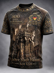 Herren-T-Shirt mit Vintage-Print zum 800. Jubiläum der Deutschen Hamm, lässiger Stil