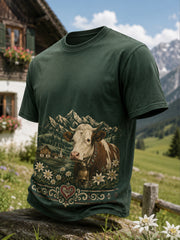 Herren-Casual-T-Shirt im österreichischen Landhausstil mit Kunstdruck