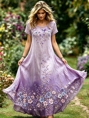 Gradient Flowy Maxi-Kleid mit Blumen kunst für Damen