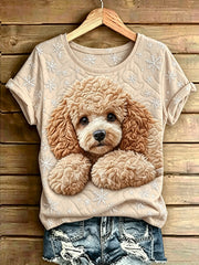 Damen niedliches Tier bedruckt Vintage Mode lose kurze Ärmel T-Shirt