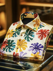 Herren-Lässiges Hemd im Retro-Business-Stil mit Kunstdruck