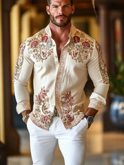 Herren-Lässiges Hemd im Retro-Business-Stil mit Kunstdruck