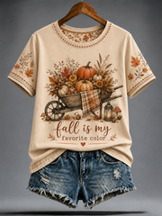 Das Herbstrot der Frauen ist meine Lieblingsfarbe – bedrucktes T-Shirt mit kurzen Ärmeln