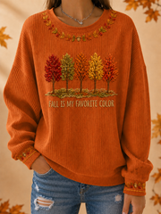 Frauen Herbst ist meine Lieblings farbe Geripptes Rundhals-Sweatshirt