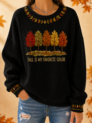 Frauen Herbst ist meine Lieblings farbe Geripptes Rundhals-Sweatshirt