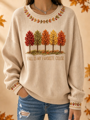 Frauen Herbst ist meine Lieblings farbe Geripptes Rundhals-Sweatshirt