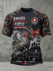 Herren-Raglan-T-Shirt mit kurzen Ärmeln und Camouflage-Print im Militärstil