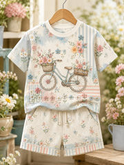 Kinderblumen-Kurzarm-Shirt-Set