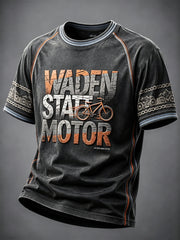 Herren-Retro-Casual-T-Shirt in Dunkelgrau mit deutschem Radsport-Print