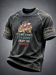 Dunkelgraues, lässiges Herren-T-Shirt mit deutschem Radfahrmotiv