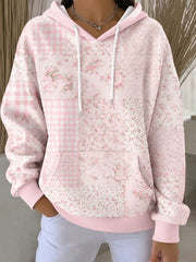 Frauen Brustkrebs rosa Blumen druck Casual Hoodie