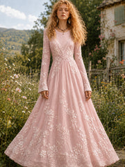 Retro-Blumenkunstdruck lässiges Baumwoll-Leinen-Komfortkleid
