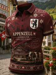 Herren-Poloshirt mit kurzen Ärmeln und urbanem, erinnerungsträchtigem Grafikdruck