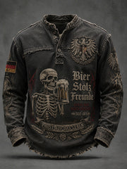Herren-Longsleeve mit aufwendigem Grafikdruck im Vintage-Stil