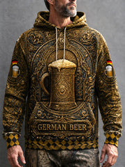 Herren-Retro-Oktoberfest-Kapuzenpullover im 3D-Druck‑Style, lässig