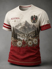 Herren-T-Shirt mit kurzen Ärmeln im österreichischen Landhausstil