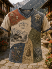 Herren-T-Shirt mit V-Ausschnitt im österreichischen Landhausstil