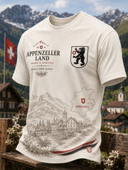 Herren-T-Shirt mit kurzen Ärmeln und Vintage-Druck im Stil eines Städte-Souvenirs