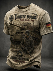 Herren-T-Shirt mit kurzen Ärmeln und Vintage-Schriftzug-Print