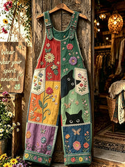 Damen-Hosen mit Animal-Katzen-Print und Trägern