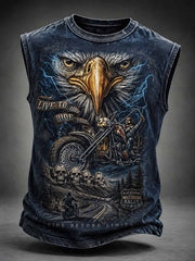 Herren-Retro-Motorradrallye-Graphic-Print-Trägerhemd