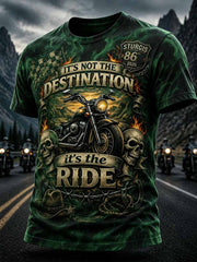 Herren-T-Shirt mit Retro-Motorrad-Rallye-Grafikdruck