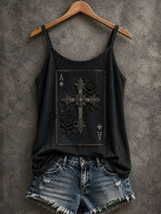 Damen-Tanktop mit christlichem Kreuz und Spielkarten-Motiv