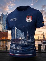 Herren-T-Shirt mit kurzen Ärmeln und urbanem, erinnerungsträchtigem Grafikdruck