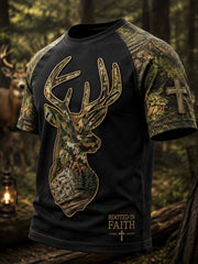Herren-T-Shirt im Vintage-Stil mit traditionellem Rentiermuster