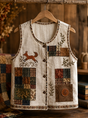 Damenweste im Herbststil mit Retro-Blumenmuster im Ethno-Look