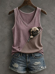 Damen-Top mit niedlichem Mops