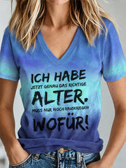 Lustiges Freizeit-T-Shirt für Damen mit deutschem Spruch-Print
