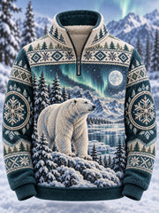Herren-Flanell-Sweatshirt mit nordischen Waldtieren