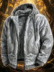 Herren-Retro-Viking-Wolf-Totem keltischer Stil Flanell warme Kapuzenjacke