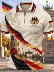 Herren-Einheitsfeiertags-Feier Grafikdruck Kurzarm-Polo-Shirt mit durchgehendem Reißverschluss
