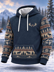 Herren Winter geweih Print Casual Hoodie