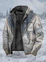 Herrenjacke im lässigen, bequemen Stil mit Vintage-Druck in nordischer Tierkunst