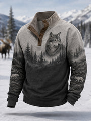 Herren-Oberteil in lässiger, bequemer Passform mit vintage nordischem Tiermotiv-Print