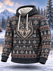 Herren Winter Wolf Print Casual Hoodie