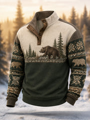 Herren-Oberteil in lässiger, bequemer Passform mit vintage nordischem Tiermotiv-Print