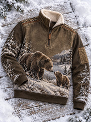 Herren-Oberteil in lässiger, bequemer Passform mit vintage nordischem Tiermotiv-Print