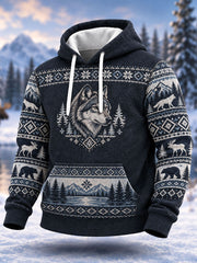 Herren-Hoodie mit Wolfsdruck – lässig für den Winter