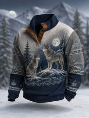 Herren-Oberteil in lässiger, bequemer Passform mit vintage nordischem Tiermotiv-Print