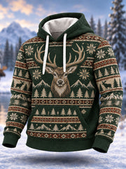 Herren Winter Deer Print Casual Hoodie