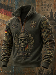 Herren-Graphic-Print-Zip-Neck-Top zum Gedenken an die Veteranen