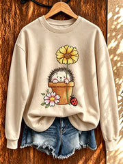 Damen-Sweatshirt mit niedlichem Igel-Print